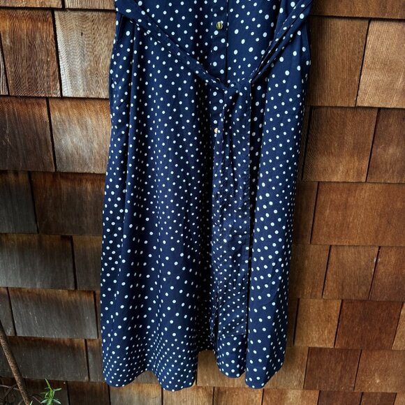 NWT Ann Taylor Navy Dotted Patchwork Pocket Short Sleeve Shirtdress - Women's 14 - Picture 9 of 14